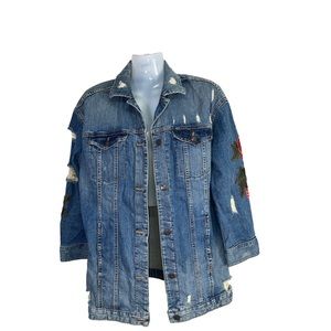 Express Jeans distressed jean jacket XS